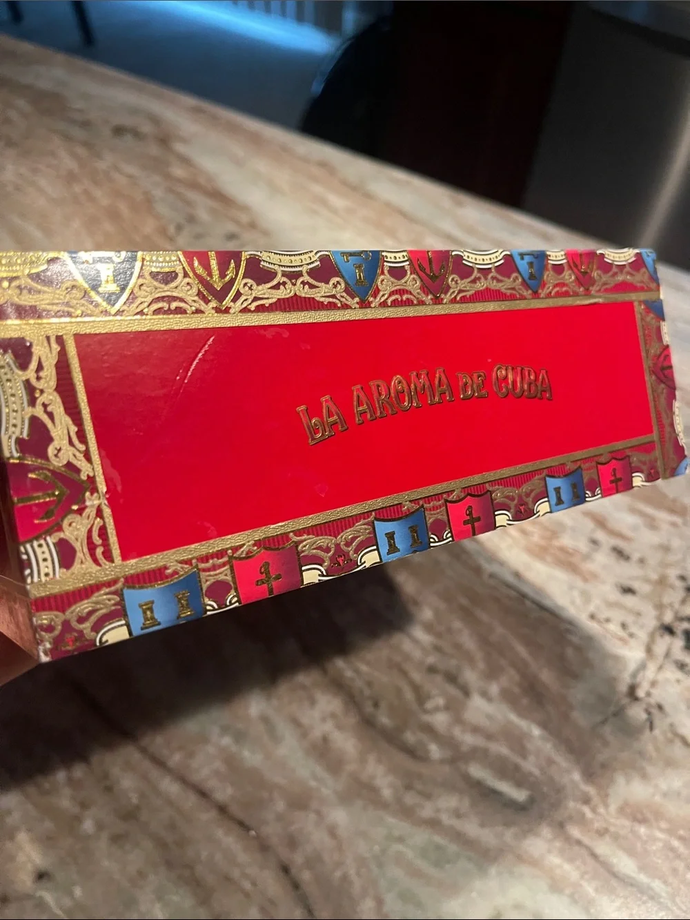 Decorative Cigar Box - Cream with Red Trim no cigars